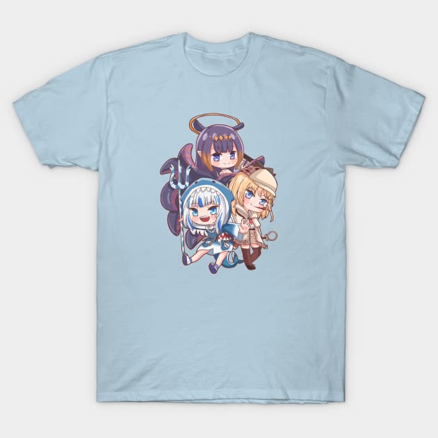 Ina, Ame, and Gura T-Shirt by Ghazinagato